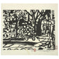 Estampe Japonaise voiture et arbres en noir et blanc par Munakata Shikō