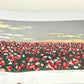 estampe japonaise contemporaine, champs de coquelicots sur fond argent, signature de l'artiste