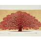 Estampe japonaise de Namiki Hajime représentant un arbre rouge flamboyant sur fond doré