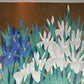 estampe japonaise de Namiki Hajime, Iris blancs et iris bleus sur fond or, le reflet de l'or