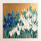 estampe japonaise de Namiki Hajime, Iris blancs et iris bleus sur fond or.