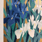 estampe japonaise de Namiki Hajime, Iris blancs et iris bleus sur fond or. la numérotation