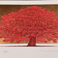 Estampe japonaise contemporaine de Namiki Hajime, Un grand arbre rouge sur fond or, signé et numéroté, vu de profil le reflet doré