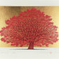Estampe japonaise contemporaine de Namiki Hajime, Un grand arbre rouge sur fond or, signé et numéroté au crayon par l'artiste