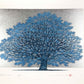 estampe japonaise contemporaine de Namiki Hajime, un arbre bleu sur fond argent, épreuve numérotée et signée