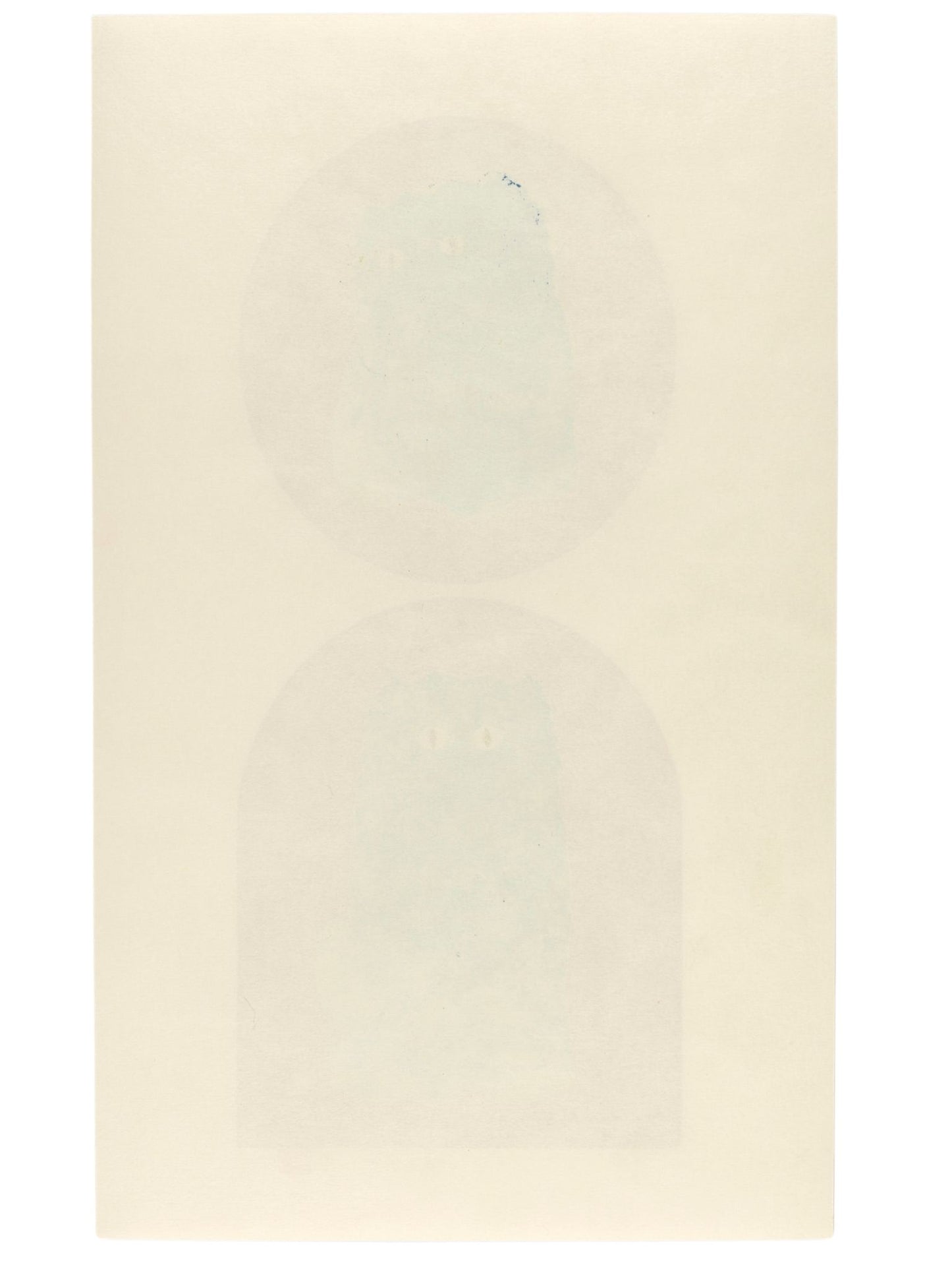 estampe japonaise de Nishida, deux chatons bleus sur fond rouge, le verso