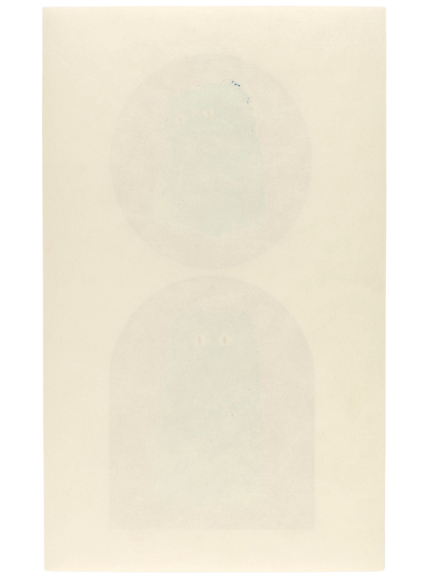 estampe japonaise de Nishida, deux chatons bleus sur fond rouge, le verso