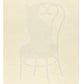 estampe japonaise de Nishida, chat noir aux yeux dorés, assis sur une chaise et nous regardant, le verso