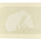estampe japonaise contemporaine de Nishida Tadashige, chatte lèchant son chaton sur fond gris, verso de l'estampe