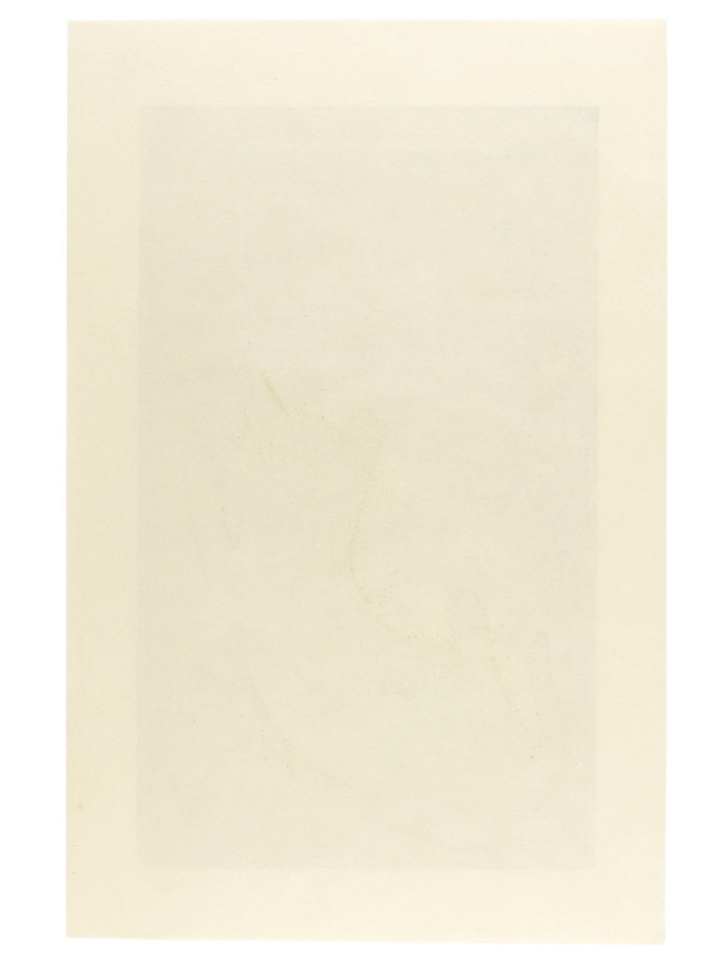 estampe japonaise de Nishida, un chat noir vu du dessous sur fond or avec calligraphie japonaise au dessus, le verso