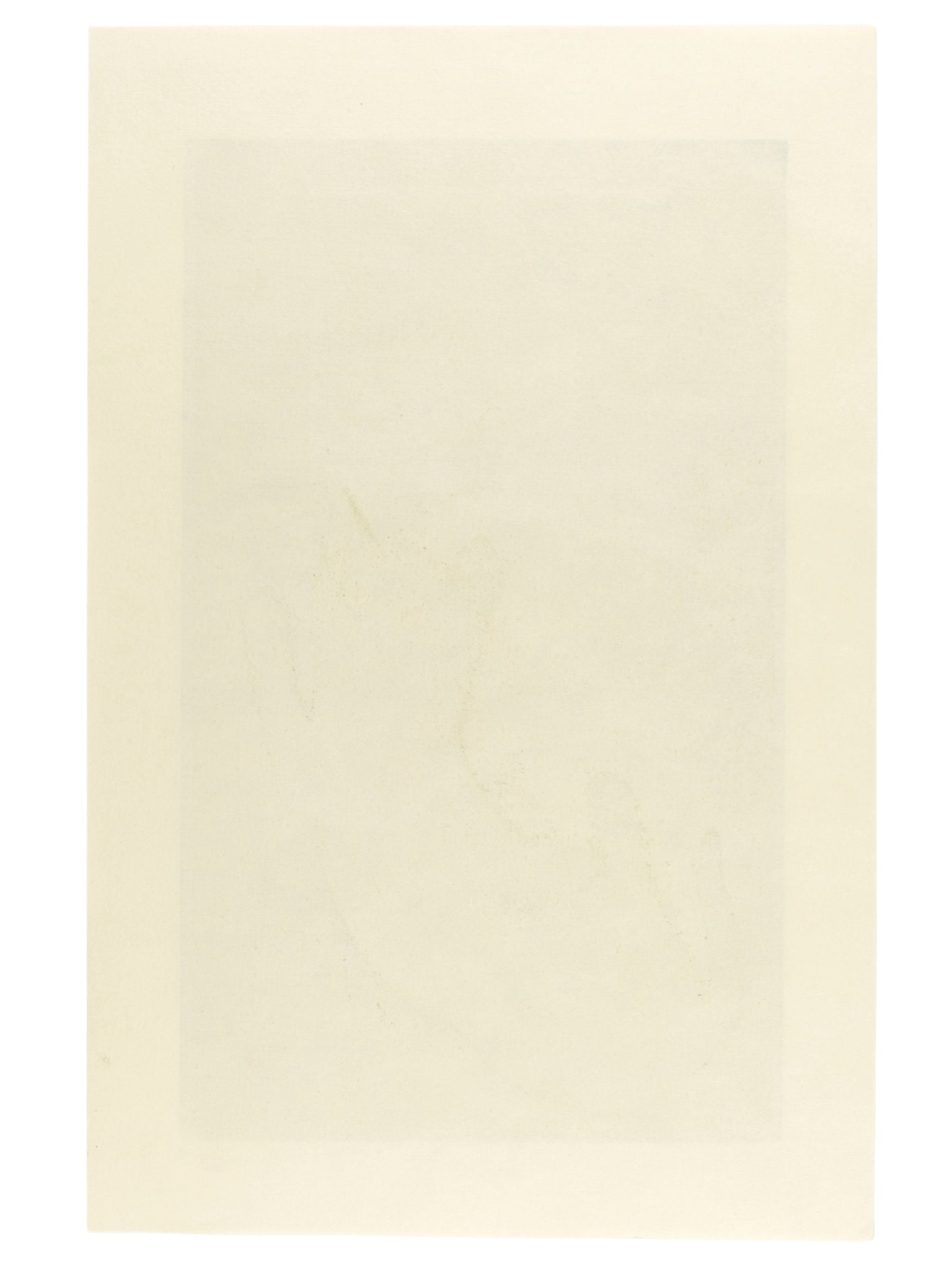 estampe japonaise de Nishida, un chat noir vu du dessous sur fond or avec calligraphie japonaise au dessus, le verso