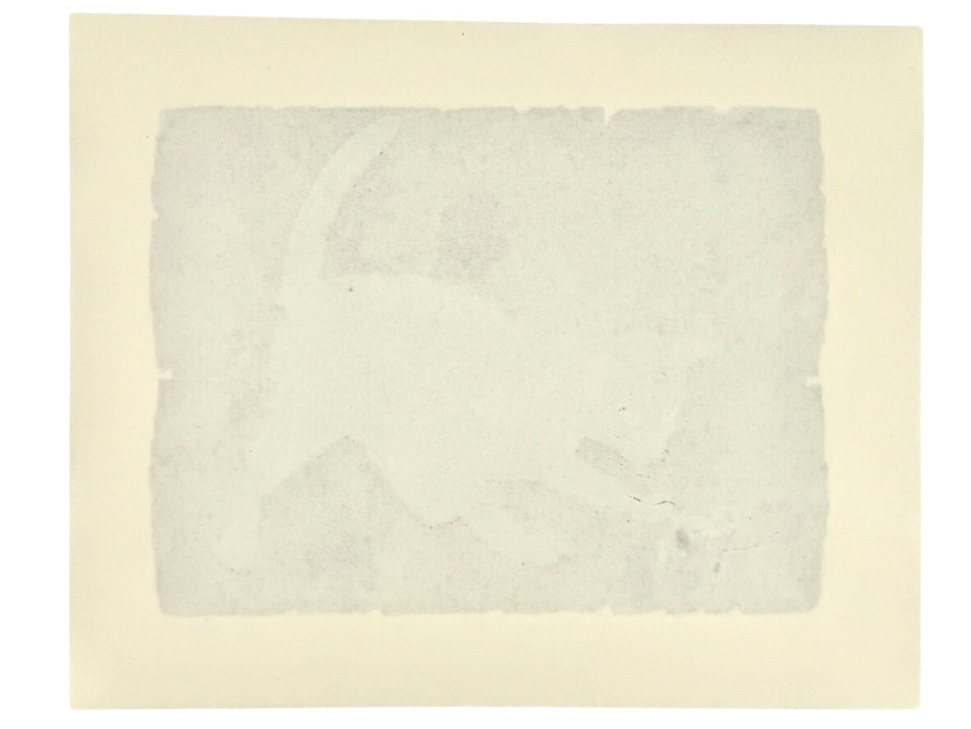 Estampe japonaise de Nishida montrant un chat noir jouant avec une grenouille sur fond vert et jaune verso