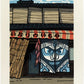 estampe japonaise contemporaine devanture de vendeur patate douce avec noren motif visage impressionnant