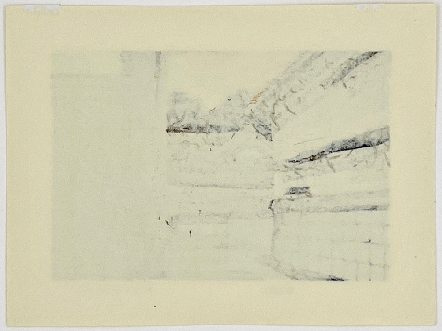 Estampe Japonaise de Nishijima Katsuyuki, Rue aux maisons traditionnelles japonaises au soleil couchant, le verso de l'estampe