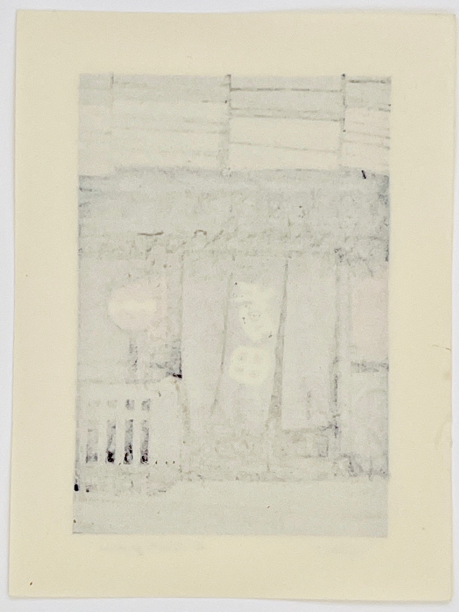 Estampe Japonaise Nishijima lanterne japonaise rouge et noren devant la façade en bois d'une maison traditionnelle à Kyoto, verso