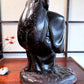 statuette en bronze cuivré de Hotei, dieu du bonheur, vu de dos