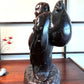 statuette en bronze cuivré de Hotei, dieu du bonheur, profil gauche