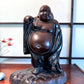 statuette en bronze cuivré de Hotei, dieu du bonheur