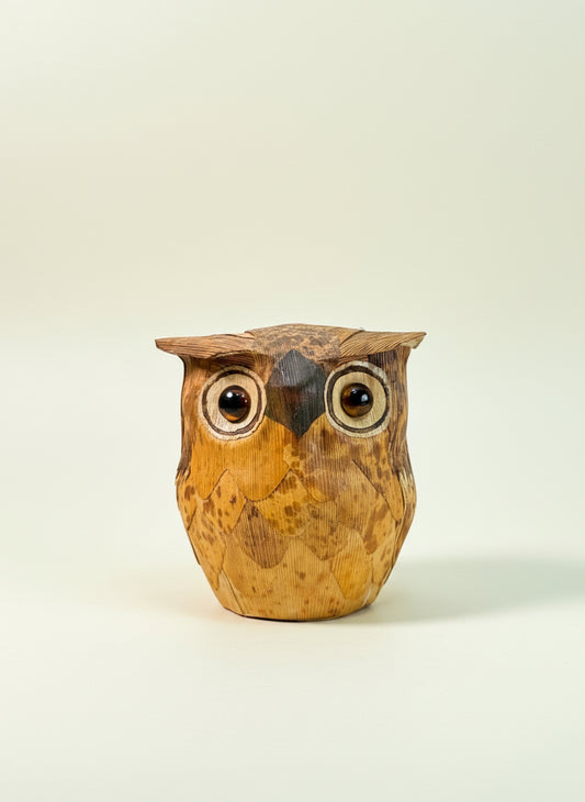 Hibou feuille bambou face