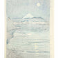 Estampe Japonaise de Okada Koichi, Pleine lune sur la rivière Tama et le Mont Fuji, le verso