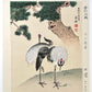 estampe japonaise deux grues sous un pin