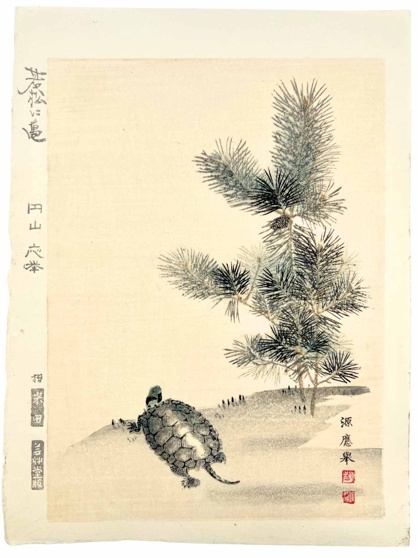 estampe japonaise tortue et pin