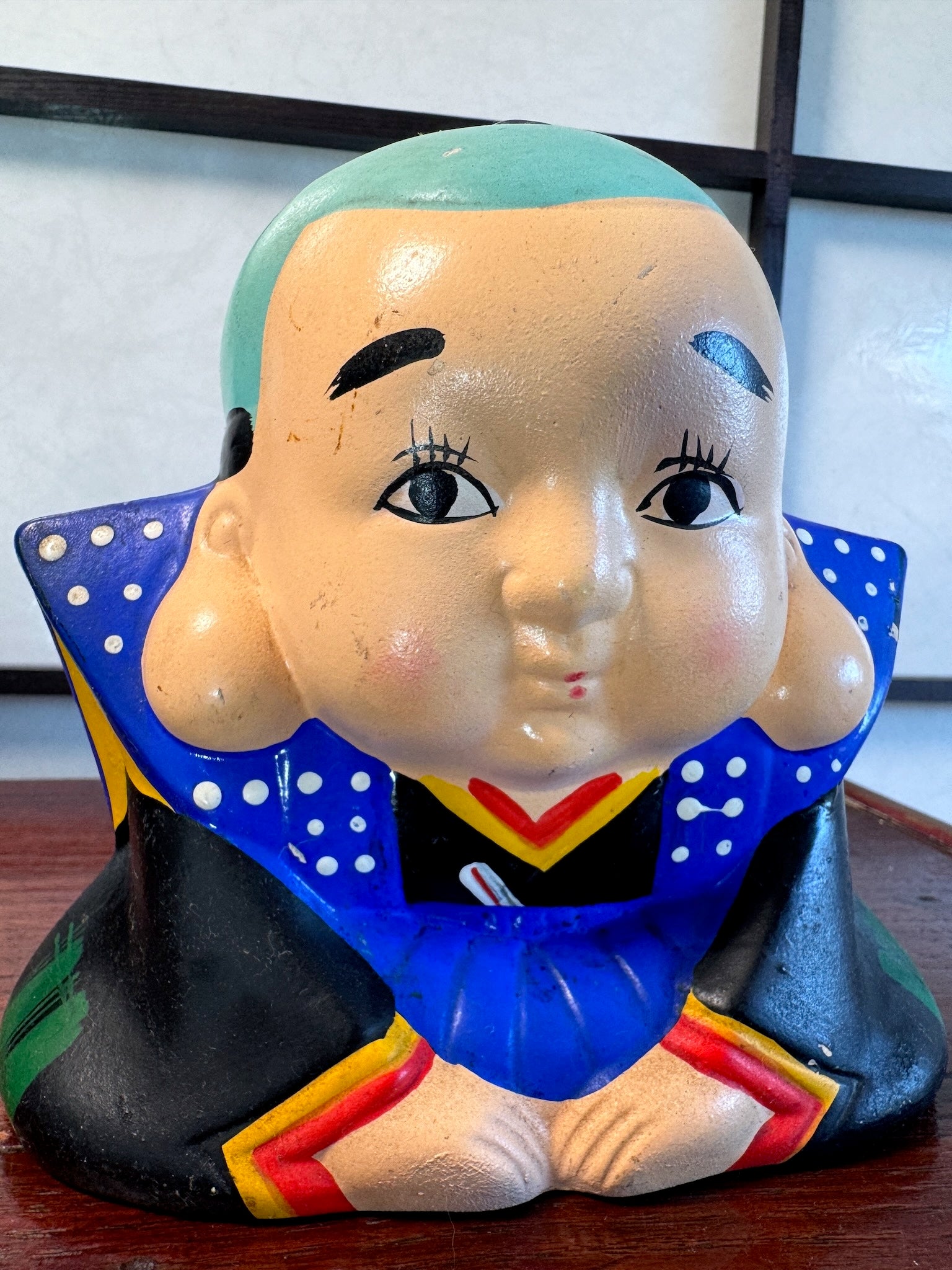 statuette porcelaine fukusuke dieu chance japonais tête