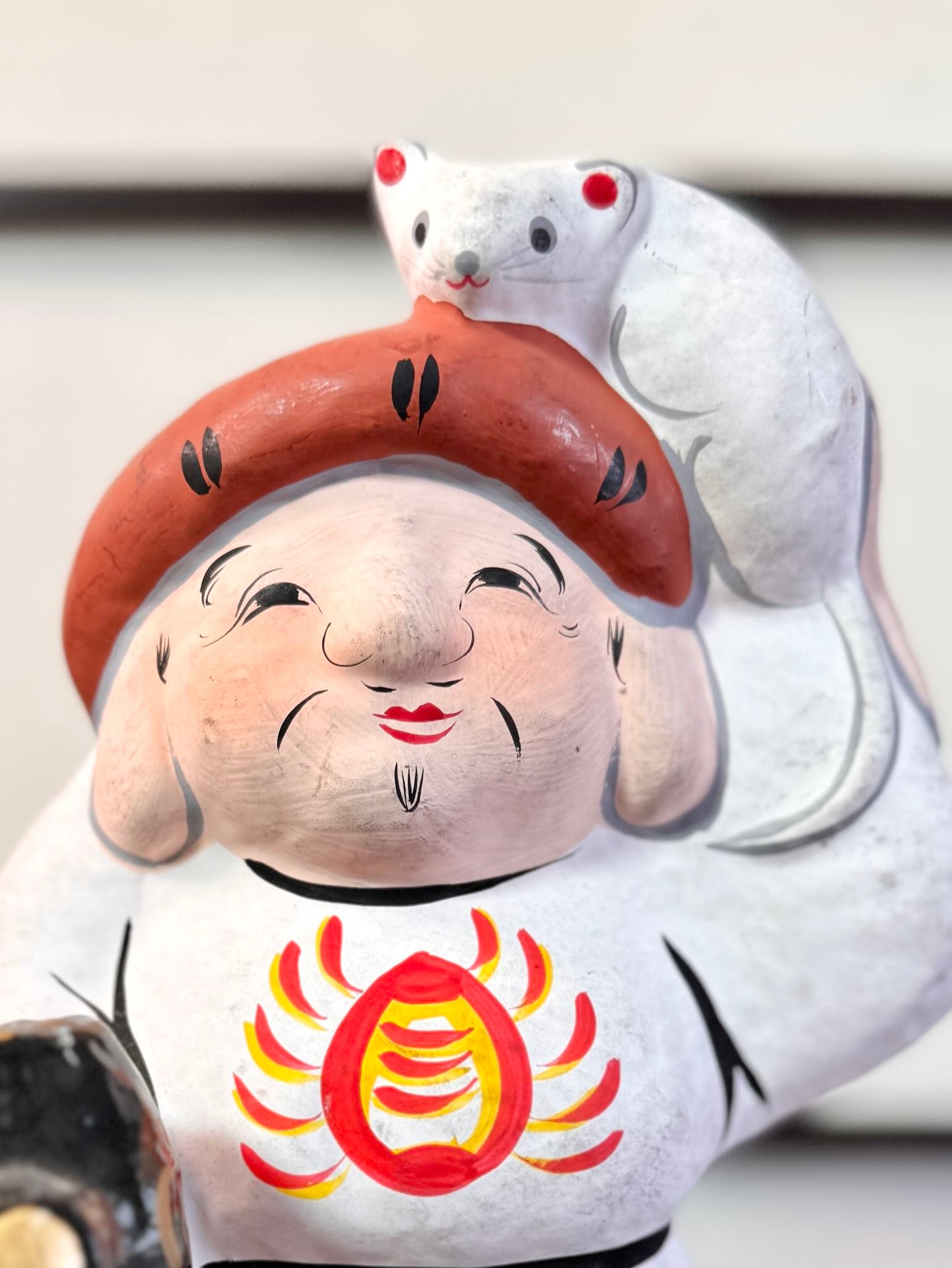 Hariko Daikoku avec son rat - Dieu du bonheur japonais en papier maché