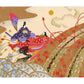 estampe japonaise en sérigraphie représentant l'automne avec couple impériale et feuilles d'érables rouge