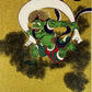Estampe japonaise Raijin et Fujin sur fond doré, gros plan sur Dieu du vent Fujin
