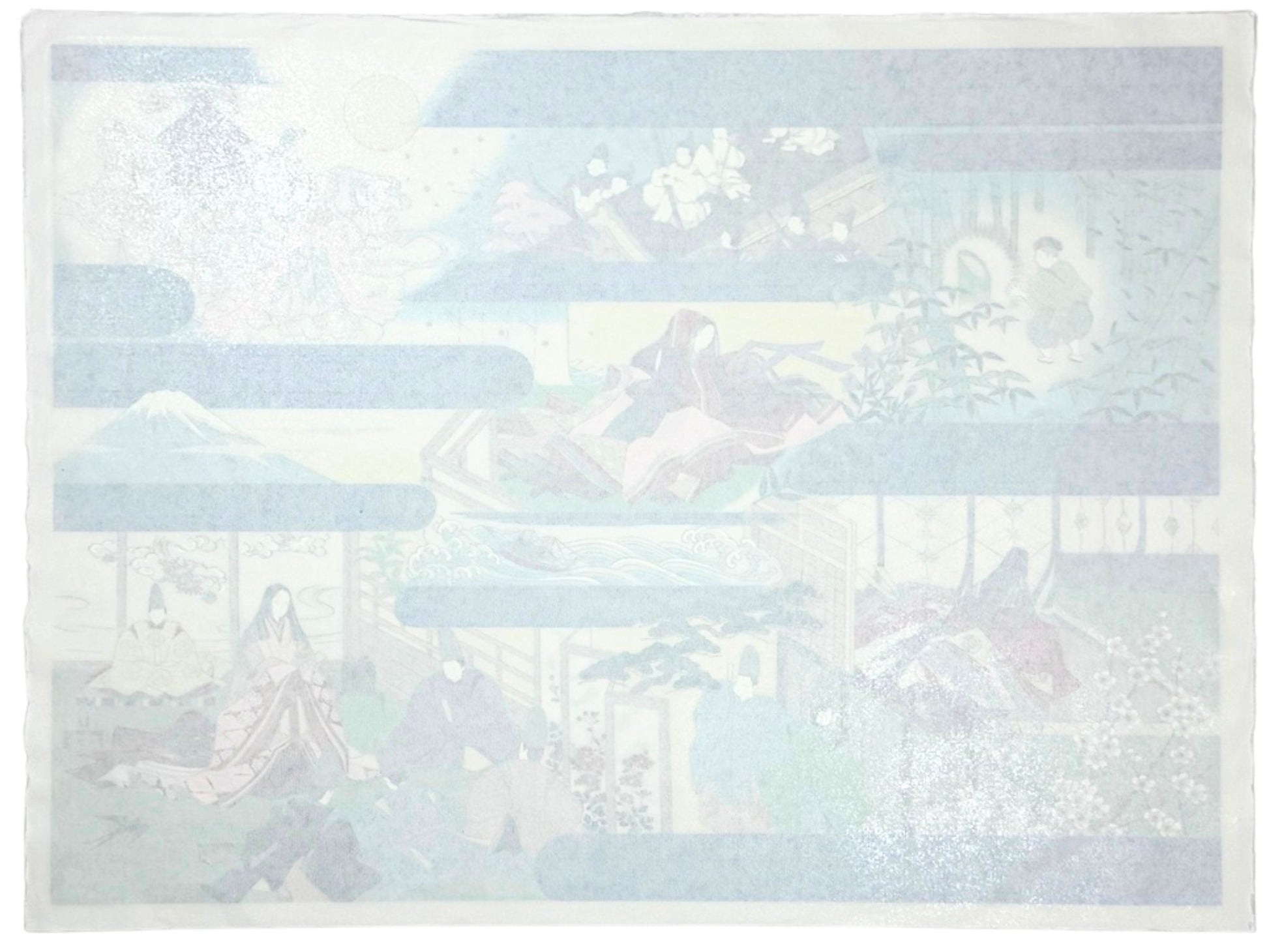 Sérigraphie japonaise artisanale illustrant le conte de la Princesse Kaguya, le verso