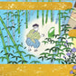 Sérigraphie japonaise artisanale dorée, conte de la Princesse Kaguya, gros plan sur le coupeur de bambou