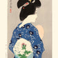 Estampe Japonaise d'une femme en kimono de dos