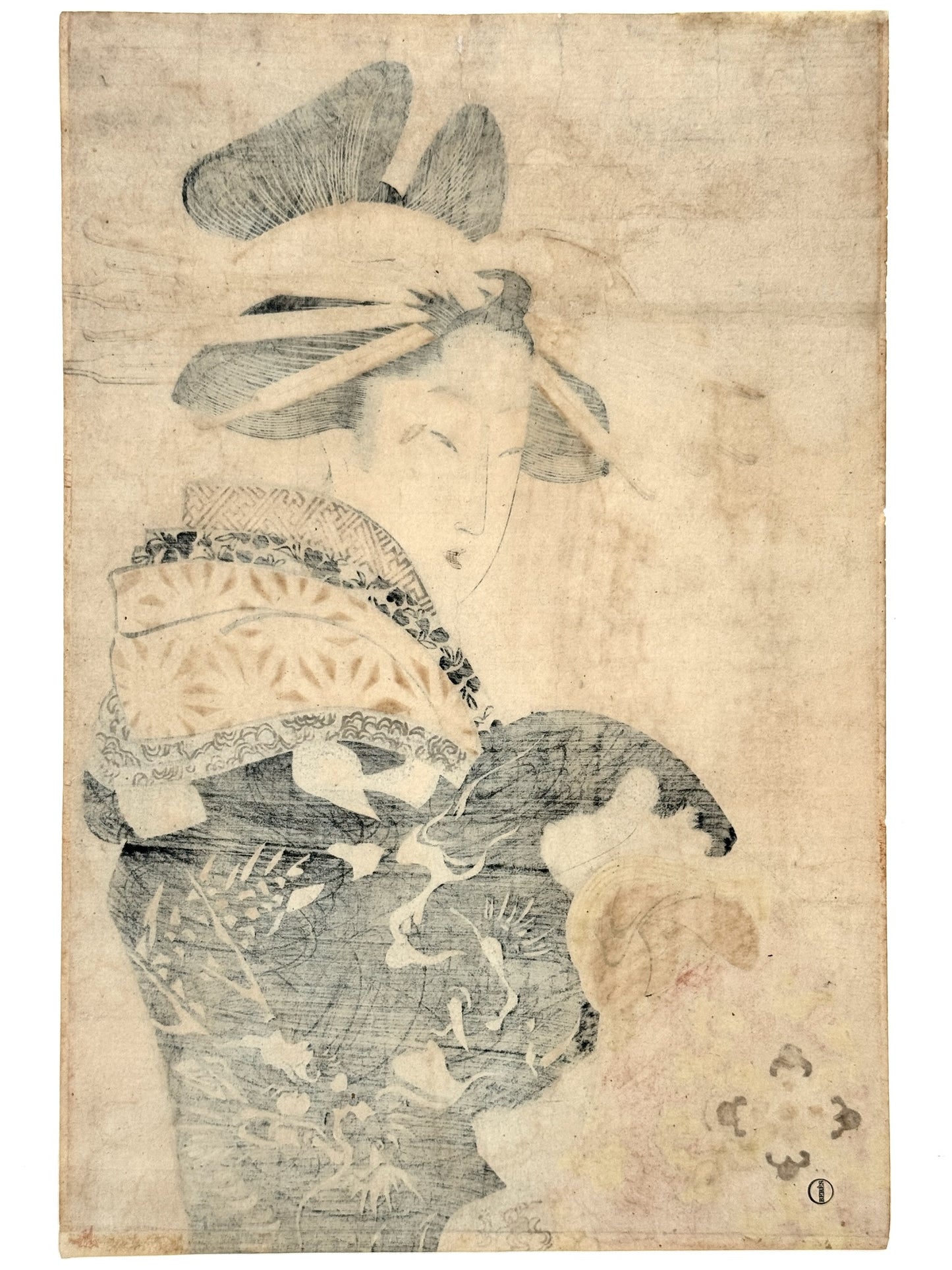 Estampe japonaise de Katsukawa Shunsen | Oiran, courtisane de haut rang haut dos