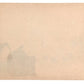 Estampe japonaise de Terazaki Kōgyō représentant une femme voilée et une enfant dans un paysage hivernal aux arbres dénudés. dos estampe.