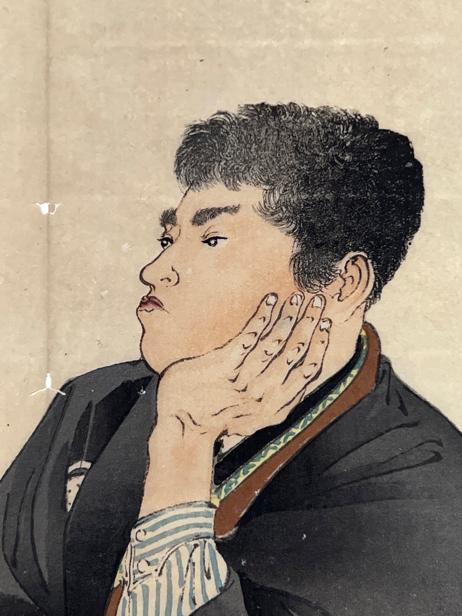  estampe japonaise détail visage de l'homme