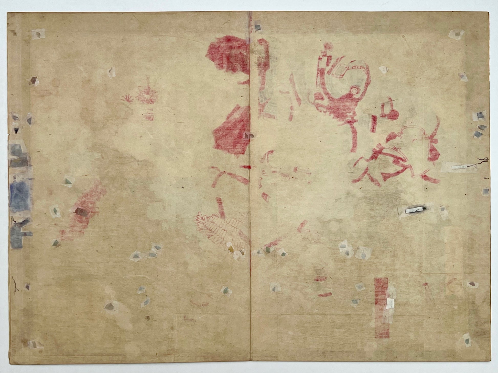 estampe japonaise combat samouraï à cheval, dos de l'estampe