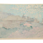 estampe japonaise de Tokuriki, le kiyomizu au printmps sous les cerisiers en fleurs, le verso