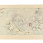 Estampe japonaise de watabe masaya, un bain en nature, onsen à chuzenji. Des enfant et des femmes se baignent sous un auvent entouré d'une palissade en bambou. Dos estampe.