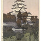 Estampe japonaise du château de Himeji au petit matin par Yoshida Hiroshi