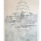 Estampe japonaise du château de Himeji au petit matin par Yoshida Hiroshi, le verso
