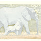 Estampe japonaise de Yoshida Toshi, un éléphant avec son petit, le verso