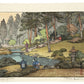 Estampe Japonaise de Yoshida Tōshi représentant le jardin Shōyō-en du temple Rinnō-ji à Nikkō