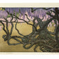 Estampe Japonaise de Yoshida Tôshi représentant les branches noueuses des  glycines millénaires du jardin Tōka-en 