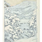 Estampe Japonaise de Yoshida Tôshi représentant les sources thermales du mont Myôkô sous la neige, le verso