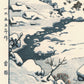 estampe japonaise paysage de neige, titre et editeur calligraphie japonaise
