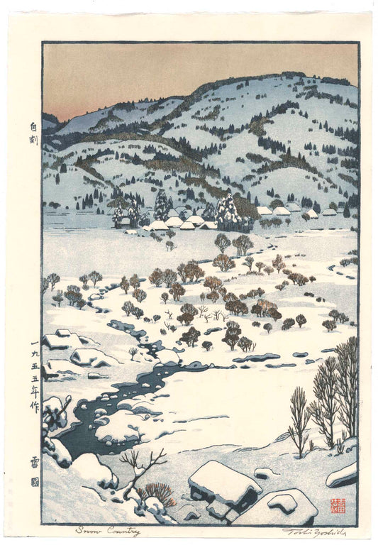 estampe japonaise paysage de neige de Toshi Yoshida
