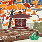 Lanterne japonaise, jardin japonais, érable du Japon à l'automne.