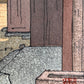 Village à Harima, détail d'un bâtiment japonais, ombre, sceau de l'artiste.