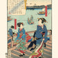 estampe japonaise courtisanes sur un pont bord de mer
